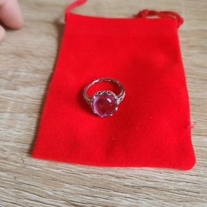 Purple and sterling silver ring -adjustable